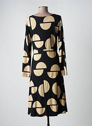 Robe mi-longue imprimé fantaisie manches longues noir MASAI femme