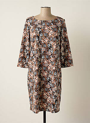 Robe mi-longue manches 3/4 manches 3/4 marron CREAM femme