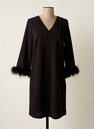 Robe mi-longue manches longues manches longues noir AMELIE & AMELIE femme