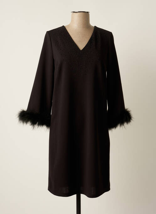 Robe mi-longue manches longues manches longues noir AMELIE & AMELIE femme