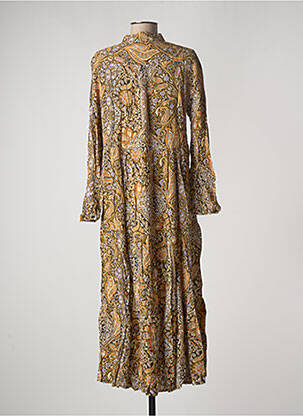 Robe longue manches longues manches longues jaune LAST QUEEN femme