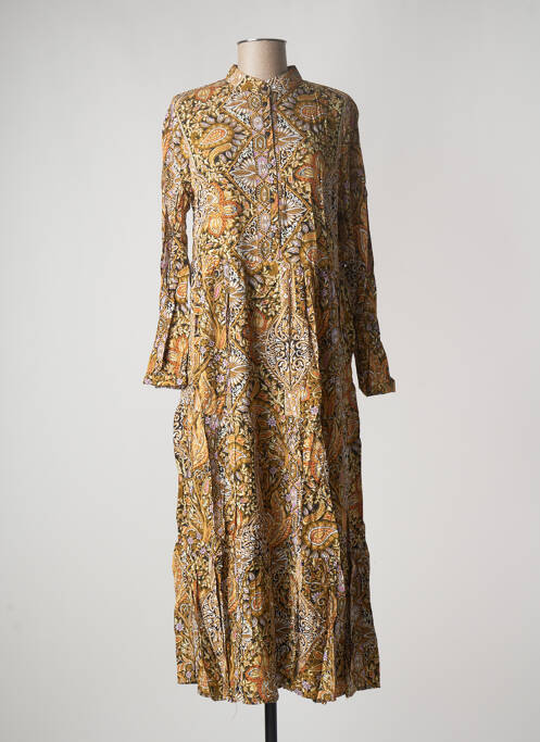 Robe longue manches longues manches longues jaune LAST QUEEN femme