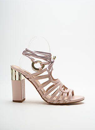 Sandales/nu pieds tissage satiné talon haut de 10cm et plus rose ALBANO femme