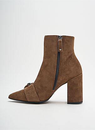 Bottines/boots bout pointu talon de 7 à 9cm marron BRUGLIA femme