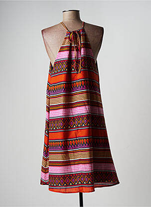 Robe mi-longue col rond fines bretelles rouge ONLY femme