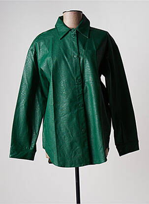 Veste simili cuir manches longues vert ONLY femme