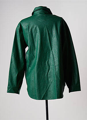 Veste simili cuir poignets pressionnés vert ONLY femme