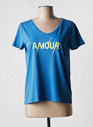T-shirt coupe droite manches courtes bleu PIECES femme