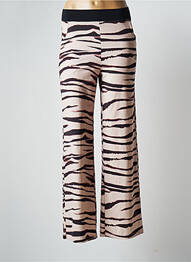 Pantalon large coupe fluide taille haute beige HBT femme