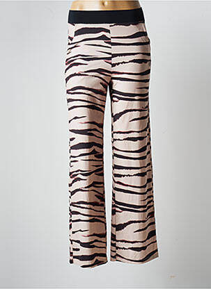 Pantalon large coupe fluide taille haute beige HBT femme