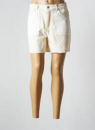 Short fermeture zippée sous rabat boutonné taille haute beige PIECES femme
