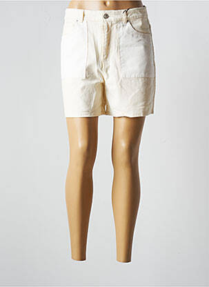 Short fermeture zippée sous rabat boutonné taille haute beige PIECES femme