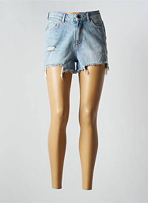 Short fermeture zippée sous rabat boutonné taille haute bleu PIECES femme