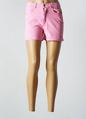 Short fermeture zippée sous rabat boutonné taille haute rose ONLY femme