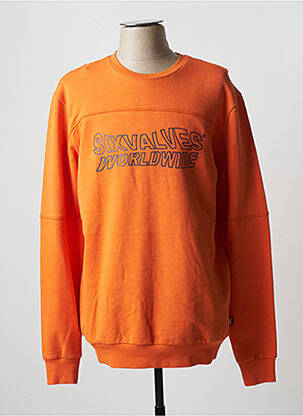 Pull finition bords-côtes manches longues orange SIX VALVES homme