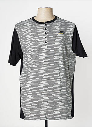 T-shirt col tunisien manches courtes gris HERO BY JOHN MEDOOX homme