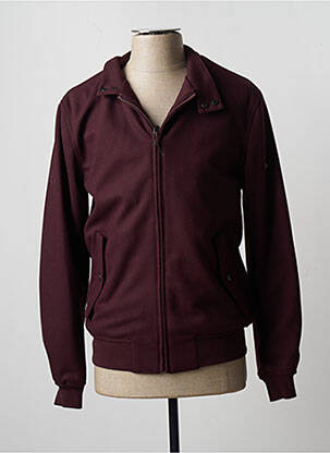 Blouson finition bords-côtes rouge DAN JOHN homme