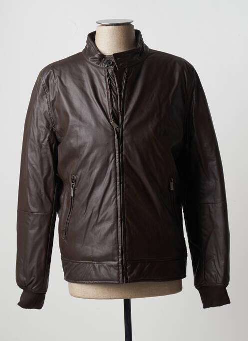 Veste simili cuir marron DAN JOHN pour homme