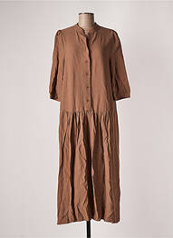 Robe longue col v manches 3/4 marron VINTAGE LOVE femme