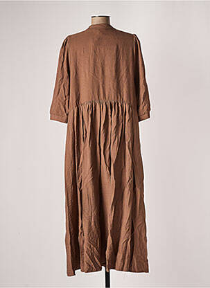 Robe longue col v manches 3/4 marron VINTAGE LOVE femme