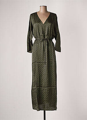 Robe longue imprimé fantaisie manches 3/4 vert GRACE & MILA femme