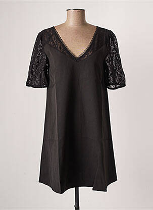 Robe courte coupe évasée manches courtes noir GRACE & MILA femme