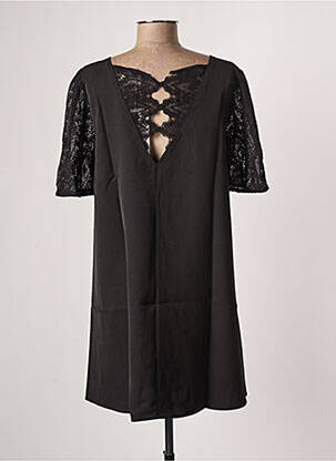 Robe courte coupe évasée manches courtes noir GRACE & MILA femme