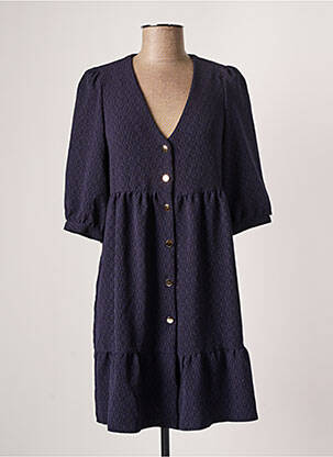 Robe courte coupe évasée manches courtes bleu LENNY B femme