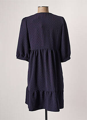 Robe courte coupe évasée manches courtes bleu LENNY B femme