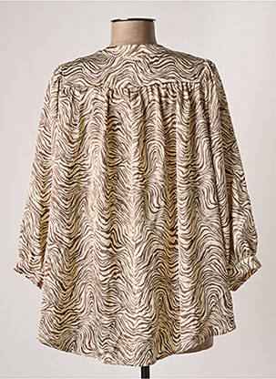 Blouse poignets boutonnés avec fente manches 3/4 beige VINTAGE LOVE femme