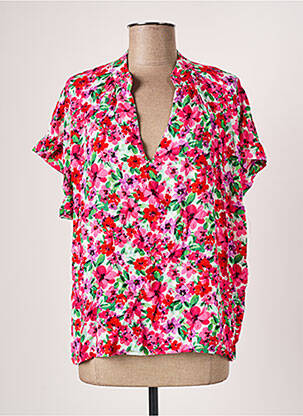 Blouse tissage popeline manches courtes rose VINTAGE LOVE femme