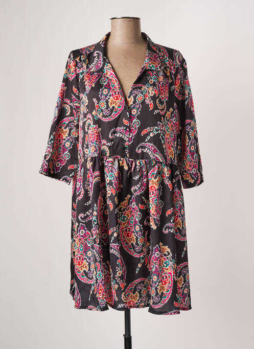 Robe courte manches 3/4 manches 3/4 noir VINTAGE LOVE femme