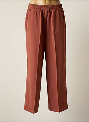 Pantalon droit tissage crêpe taille normale marron GRACE & MILA femme