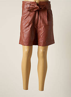 Short fermeture zippée sous rabat boutonné taille haute marron GRACE & MILA femme