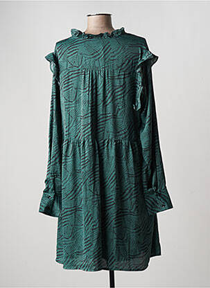 Robe mi-longue coupe fluide manches longues vert LILI & LALA femme