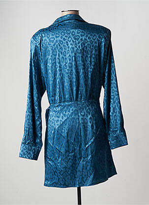 Robe mi-longue coupe fluide manches longues bleu IKOONE&BIANKA femme