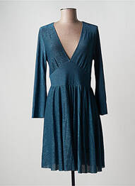Robe mi-longue coupe fluide manches longues bleu SENES femme