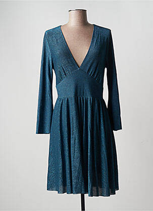 Robe mi-longue coupe fluide manches longues bleu SENES femme