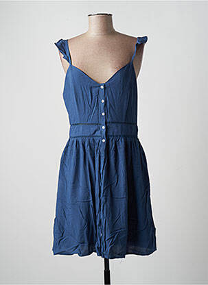 Robe mi-longue coupe fluide sans manche bleu ADILYNN femme