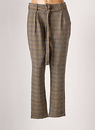 Pantalon droit coupe carotte taille haute marron EMMA ELLA femme