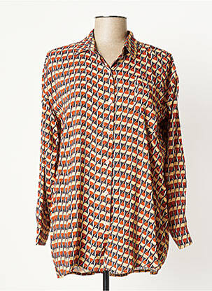 Chemisier imprimé fantaisie manches longues marron LEÏ-1984 femme