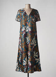 Robe longue imprimé fleurs manches courtes bleu MAX MARA femme