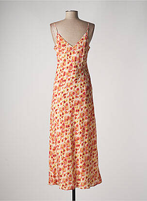 Robe longue imprimé fantaisie fines bretelles orange MAX MARA femme