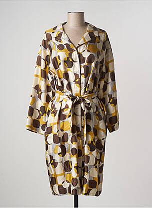 Robe mi-longue imprimé fantaisie manches longues jaune MAX MARA femme