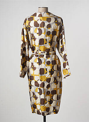 Robe mi-longue imprimé fantaisie manches longues jaune MAX MARA femme