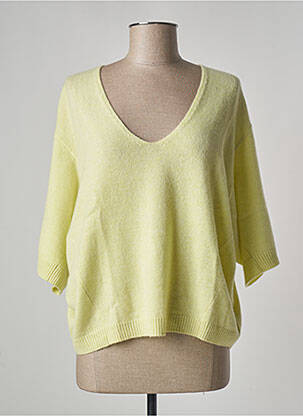 Pull tissage chiné manches 3/4 vert REPEAT femme
