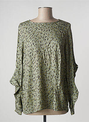 Blouse tissage popeline manches longues vert MARC AUREL femme