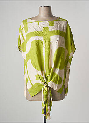 Blouse imprimé fantaisie manches courtes vert PIER ANTONIO GASPARI femme