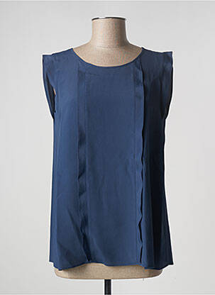 Top tissage crêpe sans manche bleu PENNYBLACK femme