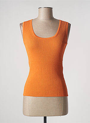 Pull coupe cintrée sans manche orange MAX MARA femme